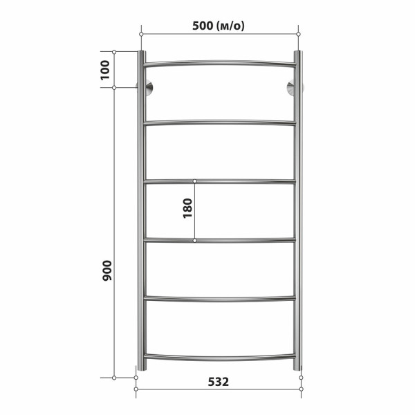 Полотенцесушитель водяной Stelmix 100x50 см, дуга. Фото 2