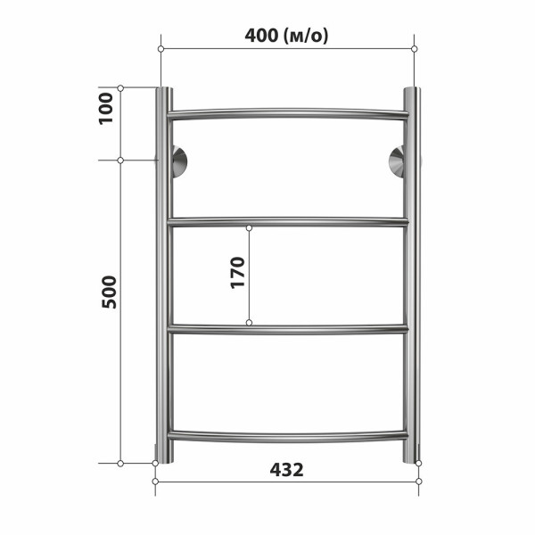 Полотенцесушитель водяной Stelmix 60x40 см, дуга. Фото 2