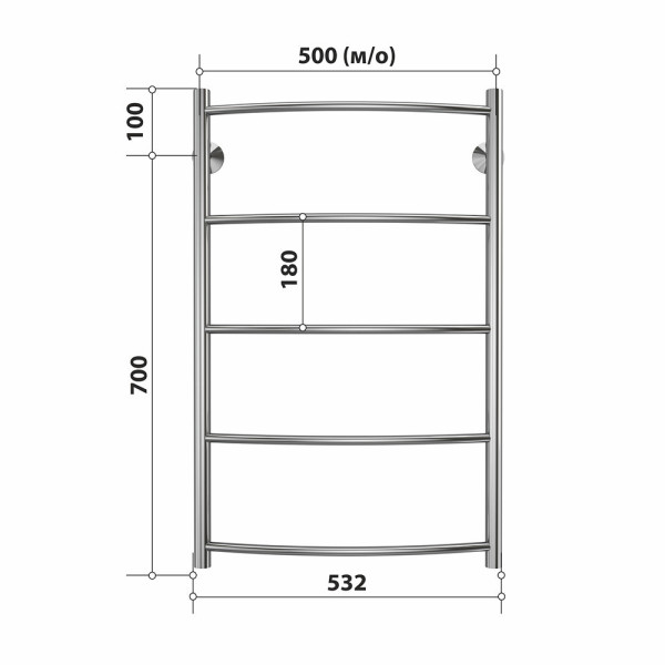 Полотенцесушитель водяной Stelmix 80x50 см, дуга. Фото 2