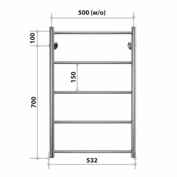 Полотенцесушитель водяной Stelmix 80x50 см, прямой. Фото 2