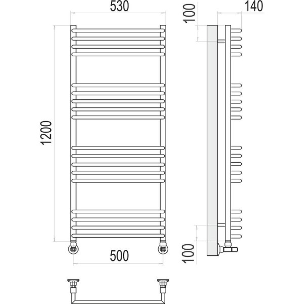 Полотенцесушитель водяной Terminus Арт П18 50х120. Фото 2