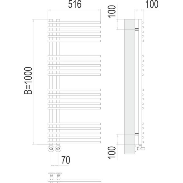 Полотенцесушитель водяной Terminus Астра П20 50х100. Фото 2