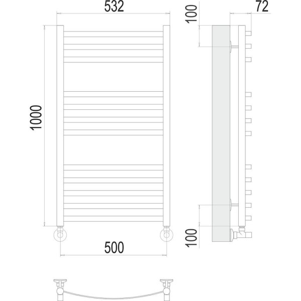Полотенцесушитель водяной Terminus Авиэль П12 50х100. Фото 2
