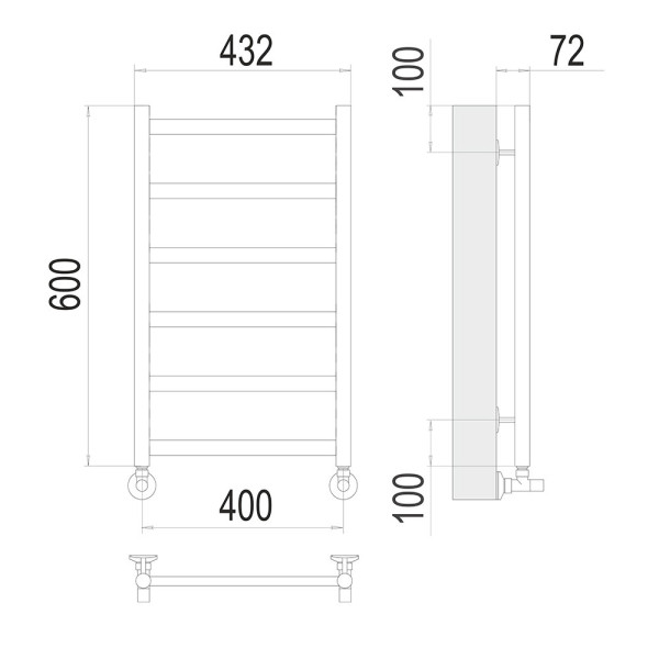 Полотенцесушитель водяной Terminus Аврора П6 40х60. Фото 2