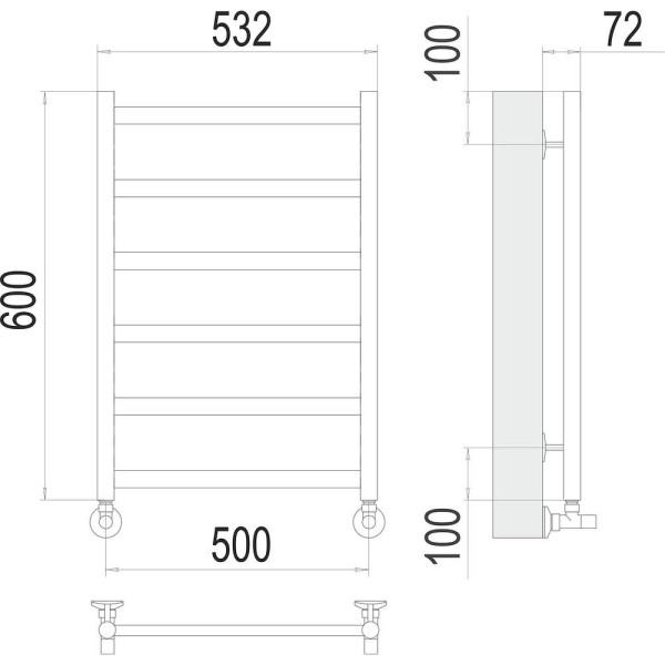Полотенцесушитель водяной Terminus Аврора П6 50х60. Фото 2