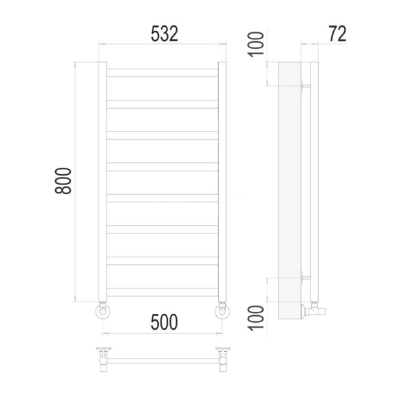 Полотенцесушитель водяной Terminus Аврора П8 50х80. Фото 2