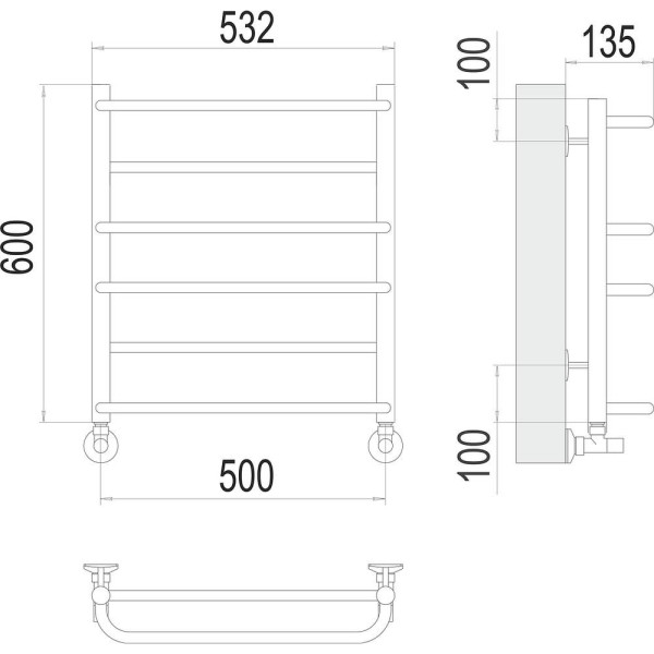 Полотенцесушитель водяной Terminus Евромикс П6 50х60. Фото 2