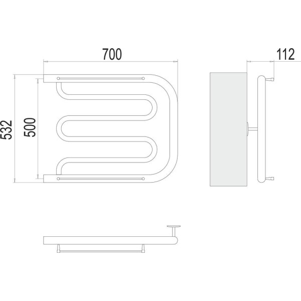 Полотенцесушитель водяной Terminus Фокстрот (1") 50х70. Фото 2