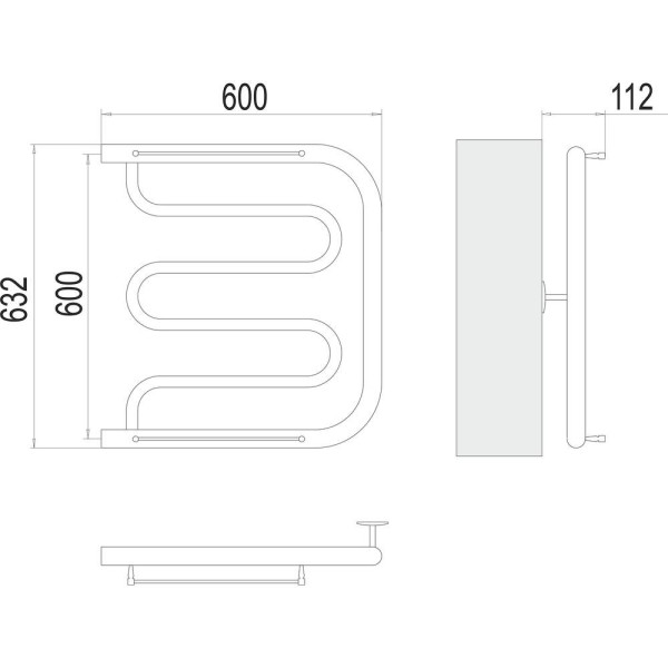 Полотенцесушитель водяной Terminus Фокстрот (1") БШ 60х60. Фото 2