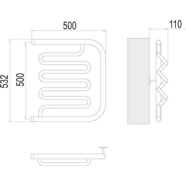 Полотенцесушитель водяной Terminus Фокстрот-Лиана (1") 50х50. Фото 2