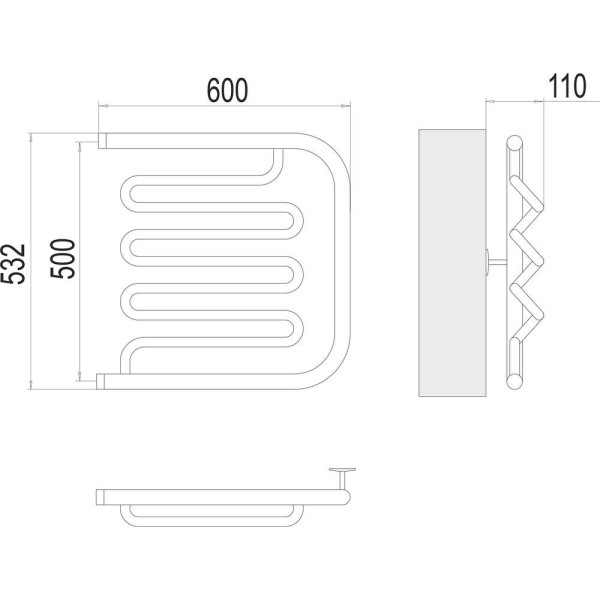Полотенцесушитель водяной Terminus Фокстрот-Лиана (1") 50х60. Фото 2