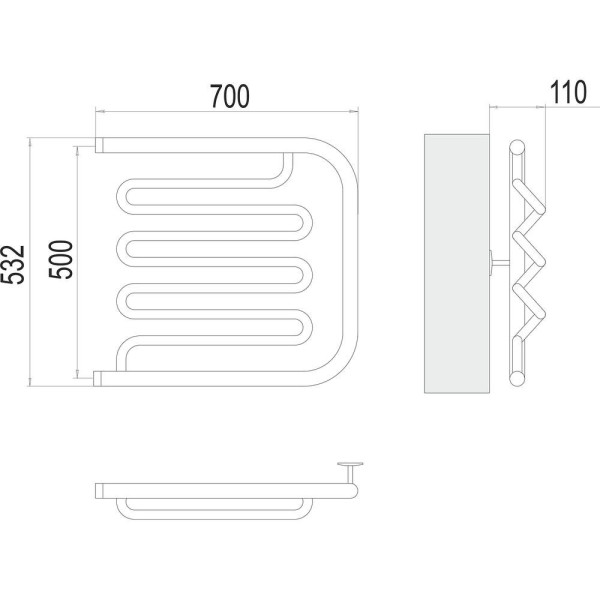 Полотенцесушитель водяной Terminus Фокстрот-Лиана (1") 50х70. Фото 2
