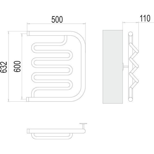 Полотенцесушитель водяной Terminus Фокстрот-Лиана (1") 60х50. Фото 2