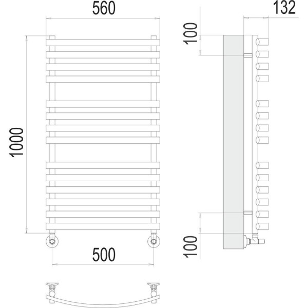 Полотенцесушитель водяной Terminus Капри П14 50х100. Фото 2