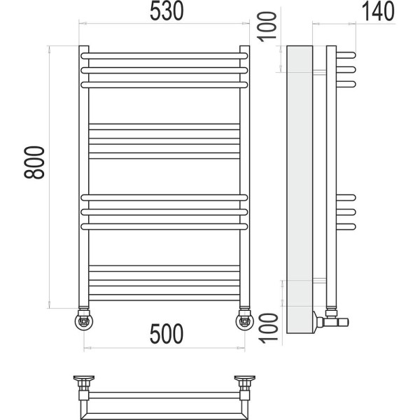 Полотенцесушитель водяной Terminus Кельн П12 50х80. Фото 2