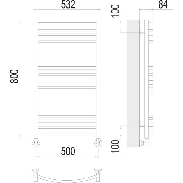 Полотенцесушитель водяной Terminus Классик П16 50х80. Фото 2