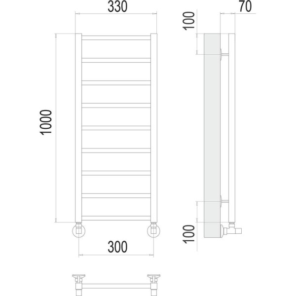 Полотенцесушитель водяной Terminus Контур П9 30х100. Фото 2