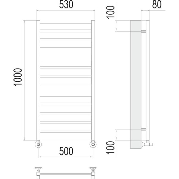 Полотенцесушитель водяной Terminus Латте П11 50х100. Фото 2