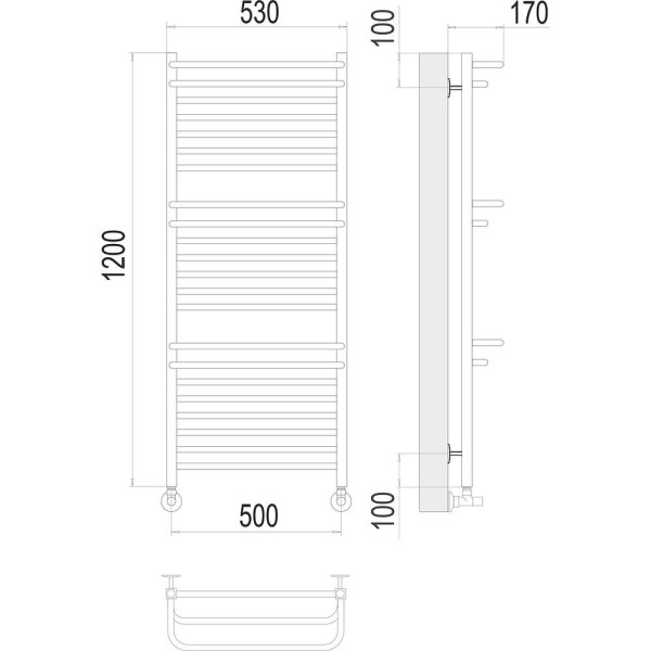 Полотенцесушитель водяной Terminus Орион П22 50х120. Фото 2