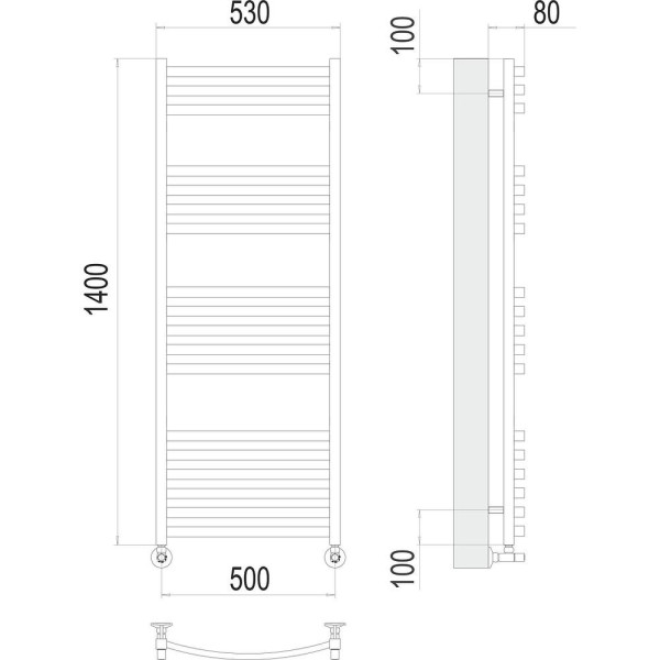 Полотенцесушитель водяной Terminus Палермо П18 50х140. Фото 2