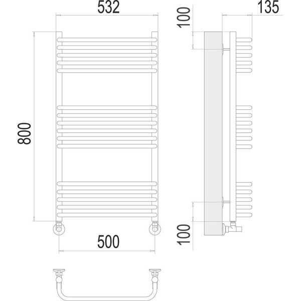 Полотенцесушитель водяной Terminus Стандарт П16 50х80. Фото 2