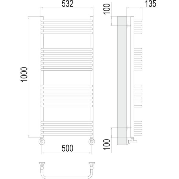 Полотенцесушитель водяной Terminus Стандарт П20 50х100. Фото 2