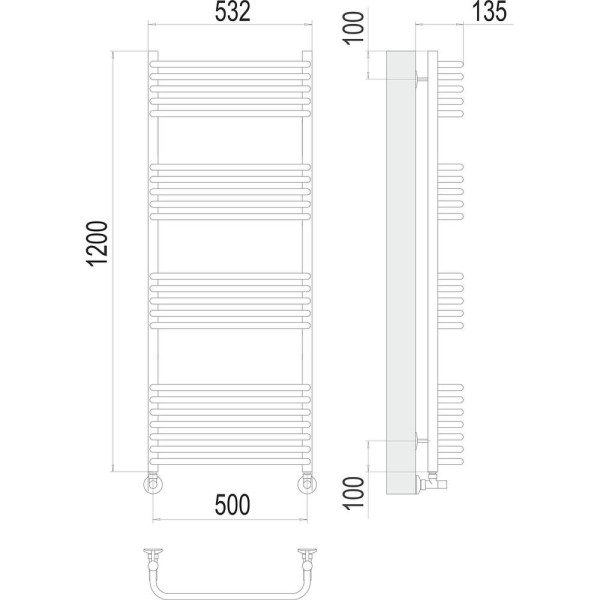 Полотенцесушитель водяной Terminus Стандарт П22 50х120. Фото 2