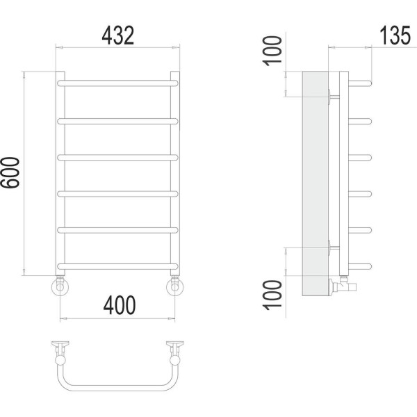 Полотенцесушитель водяной Terminus Стандарт П6 40х60. Фото 2