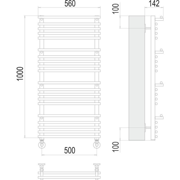 Полотенцесушитель водяной Terminus Вента люкс П20 50х100. Фото 2