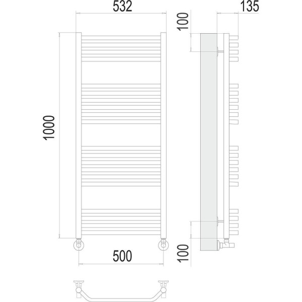 Полотенцесушитель водяной Terminus Виктория П20 50х100. Фото 2