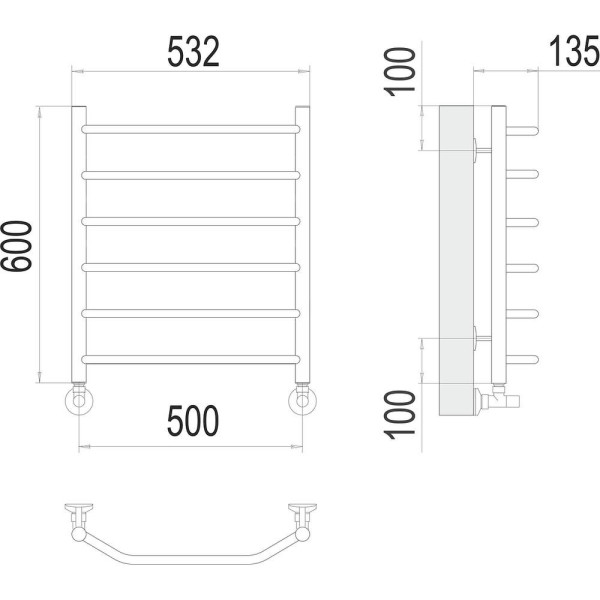Полотенцесушитель водяной Terminus Виктория П6 50х60. Фото 2