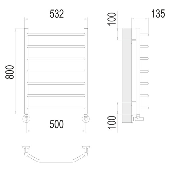 Полотенцесушитель водяной Terminus Виктория П8 50х80. Фото 2