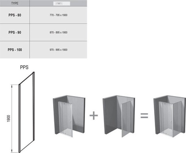 PPS-90 белая+транспарент, PIVOT жесткая душевая стенка. Фото 2