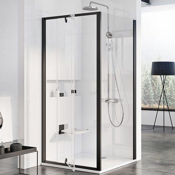 PPS-90 черный + транспарент, PIVOT жесткая душевая стенка. Фото 1