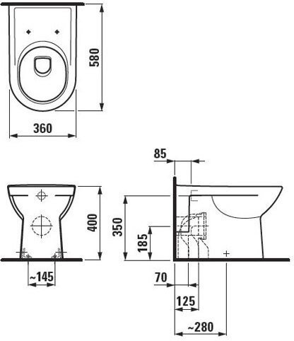 PRO 2295.1.000.000.1 унитаз приставной под скрытый бачок. Фото 3