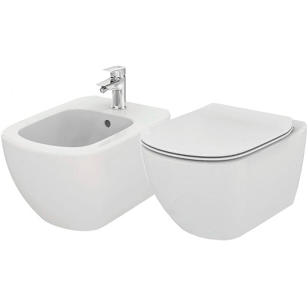 Промо-комплект 3 по цене 2 Ideal Standard TESI состоящий из: подвесной унитаз T007901, тонкое сидение T352701, подвесное биде T457001 (PT457001). Фото 1