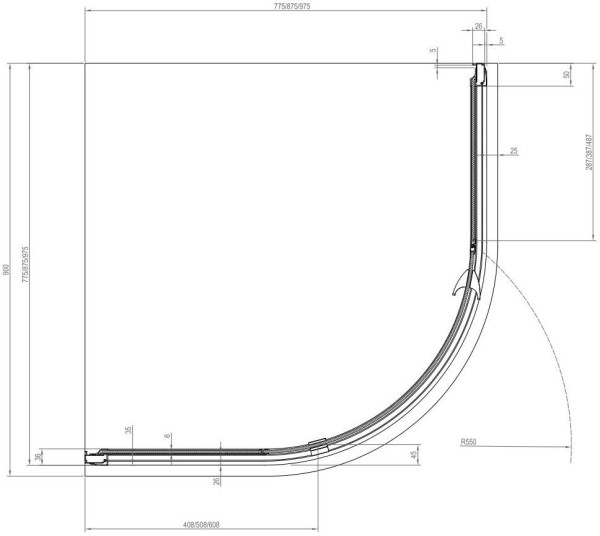PSKK3-90 сатин + Транспарент, PIVOT душевой уголок полукруглый, 3-хэлементный. Фото 2