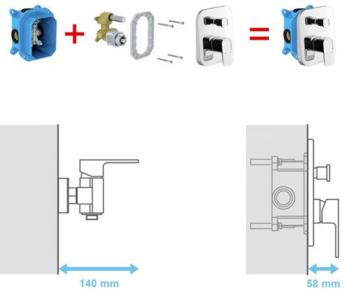 Рабочее тело смесителя скрытого монтажа (R-box) RB 070.50. Фото 2