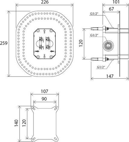 Рабочее тело смесителя скрытого монтажа (R-box) RB 070.50. Фото 3