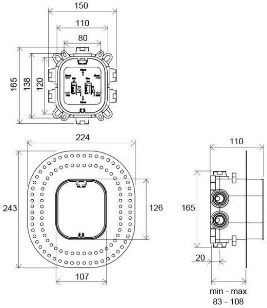 Рабочее тело смесителя скрытого монтажа RB 072.50 R-box Vari (для смесителей FLAT). Фото 3