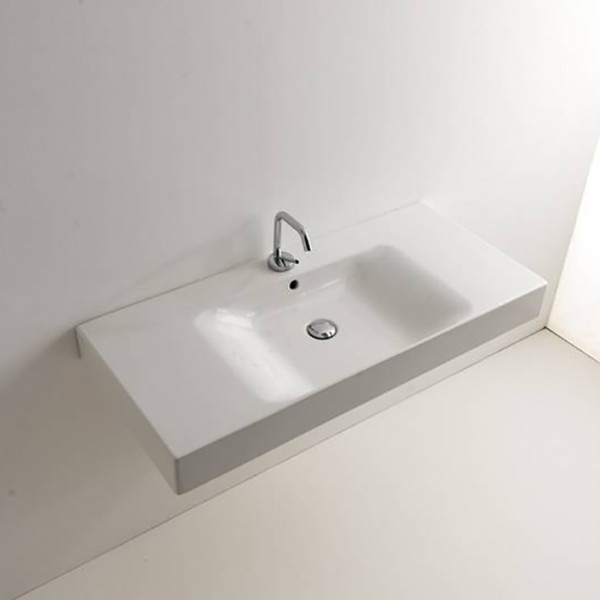 Раковина 100х45 см, 1 отв., цвет: белый. Фото 1