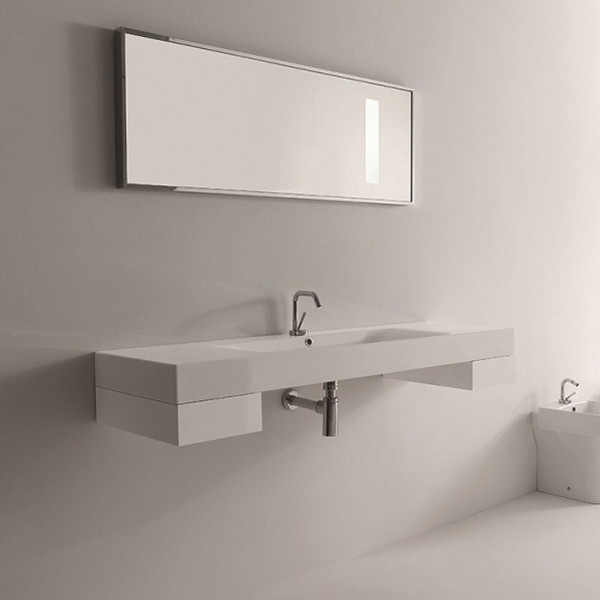 Раковина 140х45 см, 1 отв., цвет: белый. Фото 1