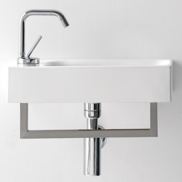 Раковина 45х25 см, 1 отв., подвесная, цвет: белый. Фото 1