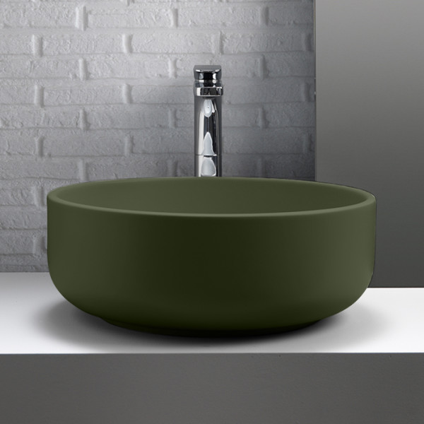 Раковина 46х17 см, без отв., накладная, без перелива, цвет: Verde muschio. Фото 1