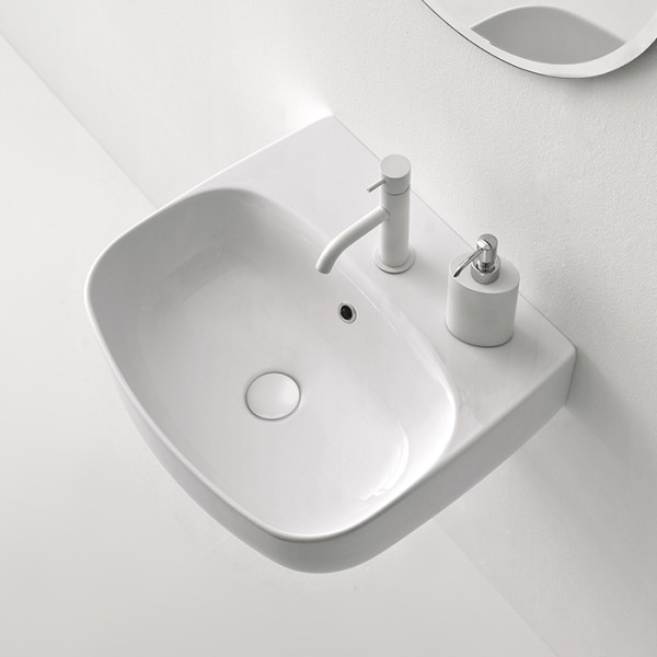 Раковина 50х45 см, 1 отв., подвесная/накладная, цвет: белый глянцевый. Фото 1