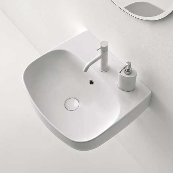 Раковина 50х45 см, 1 отв., подвесная/накладная, цвет: белый матовый. Фото 1