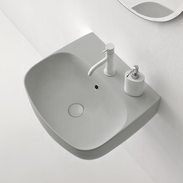 Раковина 50х45 см, 1 отв., подвесная/накладная, цвет: Grigio matt. Фото 1