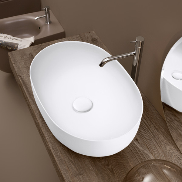 Раковина 60х40 см, без отв., цвет: белый матовый. Фото 1