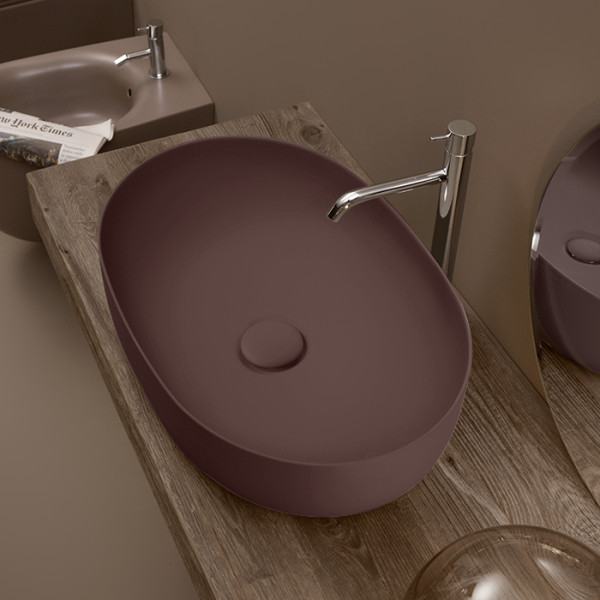 Раковина 60х40 см, без отв., накладная, цвет: Borgogna matt. Фото 1