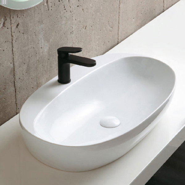 Раковина 60х42 см, 1 отв., накладная, цвет: белый. Фото 5